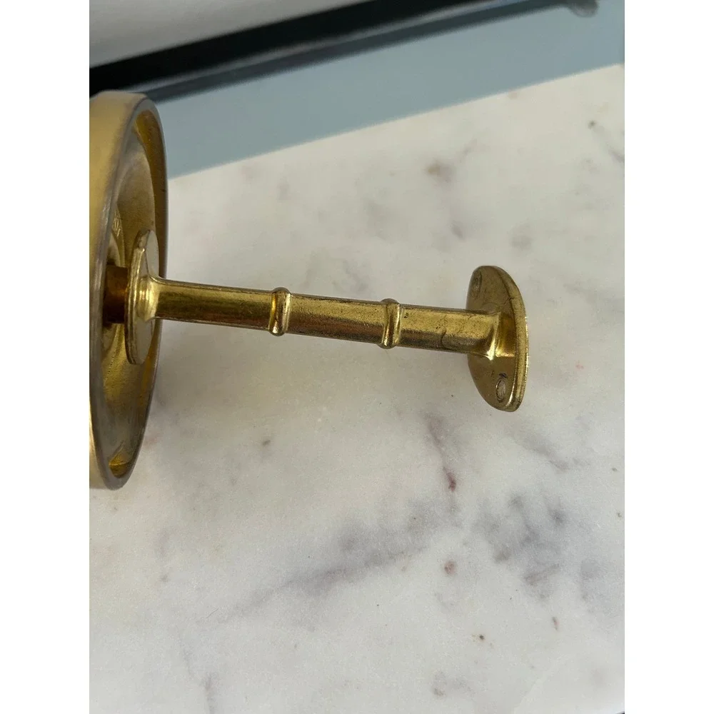 Vintage Brass Curtain Tieback Holdbacks Medallion Rope Twist Bamboo Stem Set 2